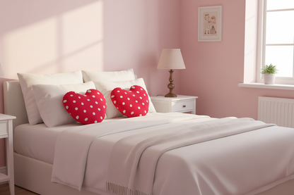 Sweet Love Hearts Heart Shaped Throw Pillow (Double Sided) (Red x Pink)