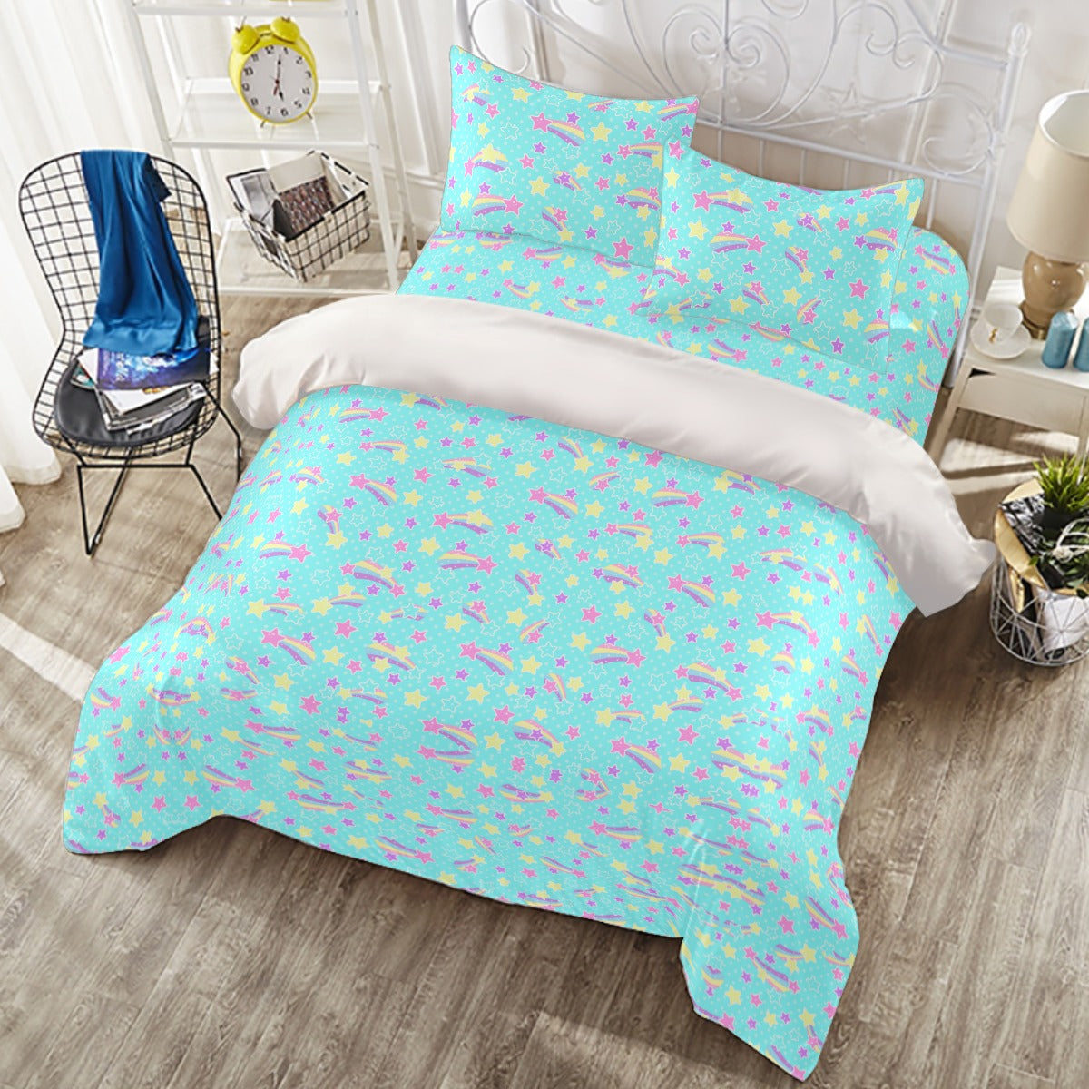 Starry Party Blue Four Piece Duvet Cover & Bedding Set