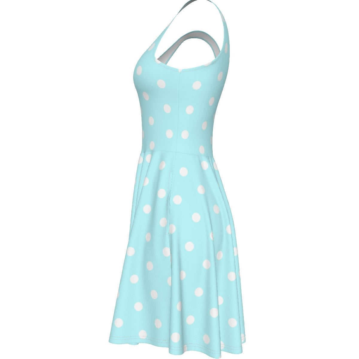 Cute Polka Dots Skater Dress With Pockets (Fairy Kei Pastel Blue)