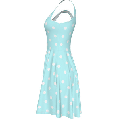 Cute Polka Dots Skater Dress With Pockets (Fairy Kei Pastel Blue)