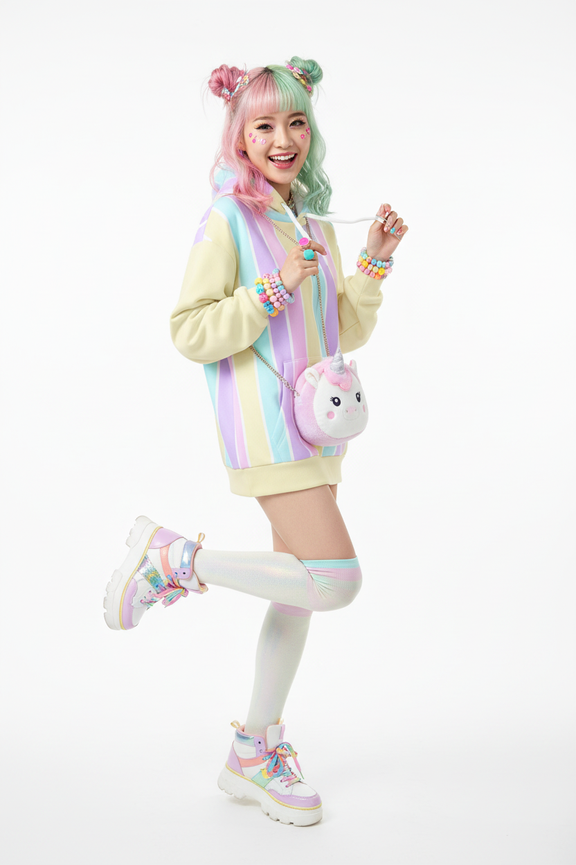 Fairy kei Yumekawaii Kawaii fashion pastel rainbow stripes harajuku jfashion hoodie