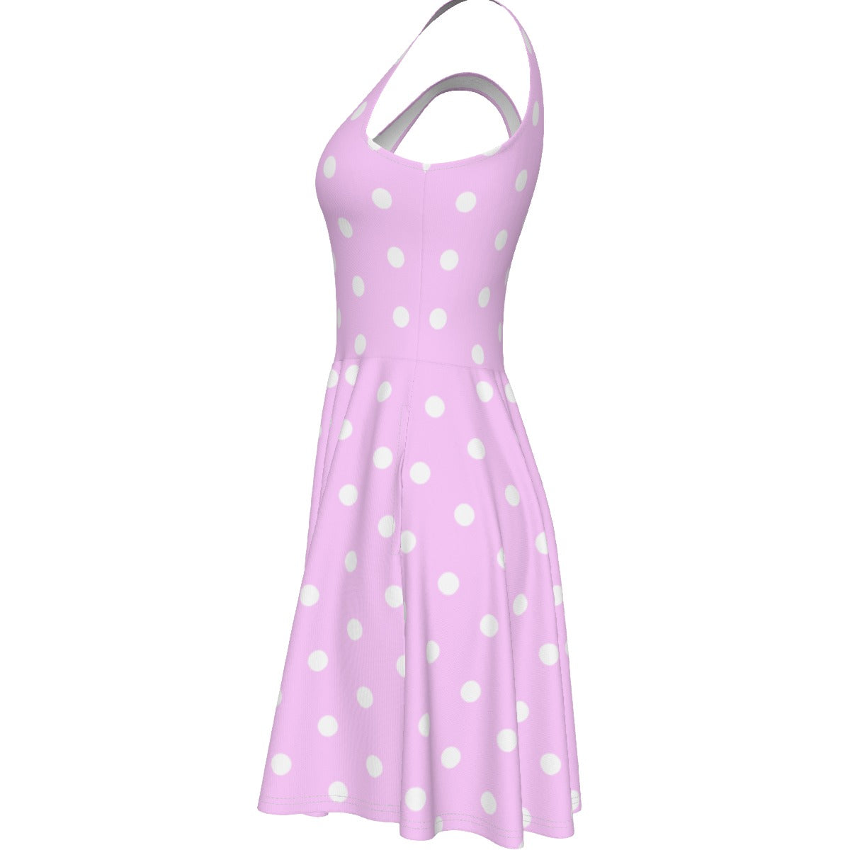 Cute Polka Dots Skater Dress With Pockets (Fairy Kei Pastel Pink)