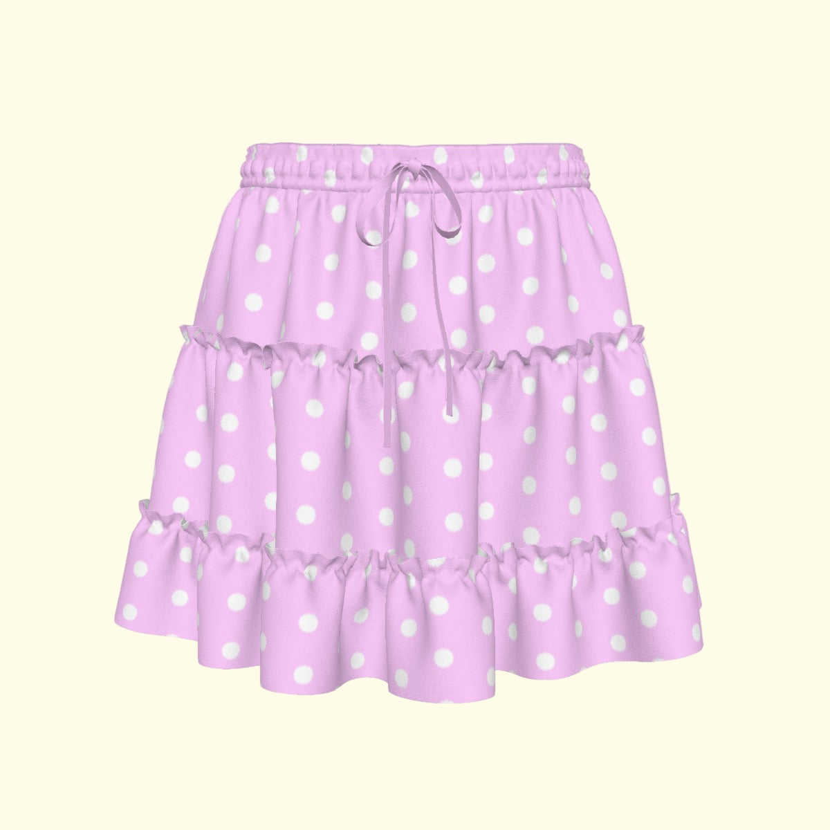 Cutie Polka Dots Pink Waist Tie Tiered Ruffle Mini Skirt