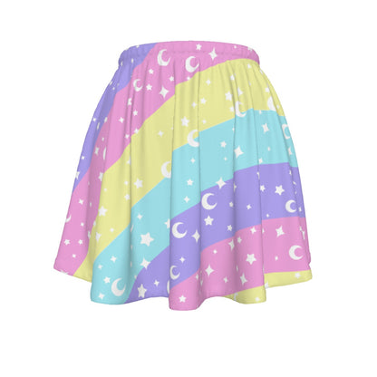 Cosmic Rainbow Skater Skirt With Pockets