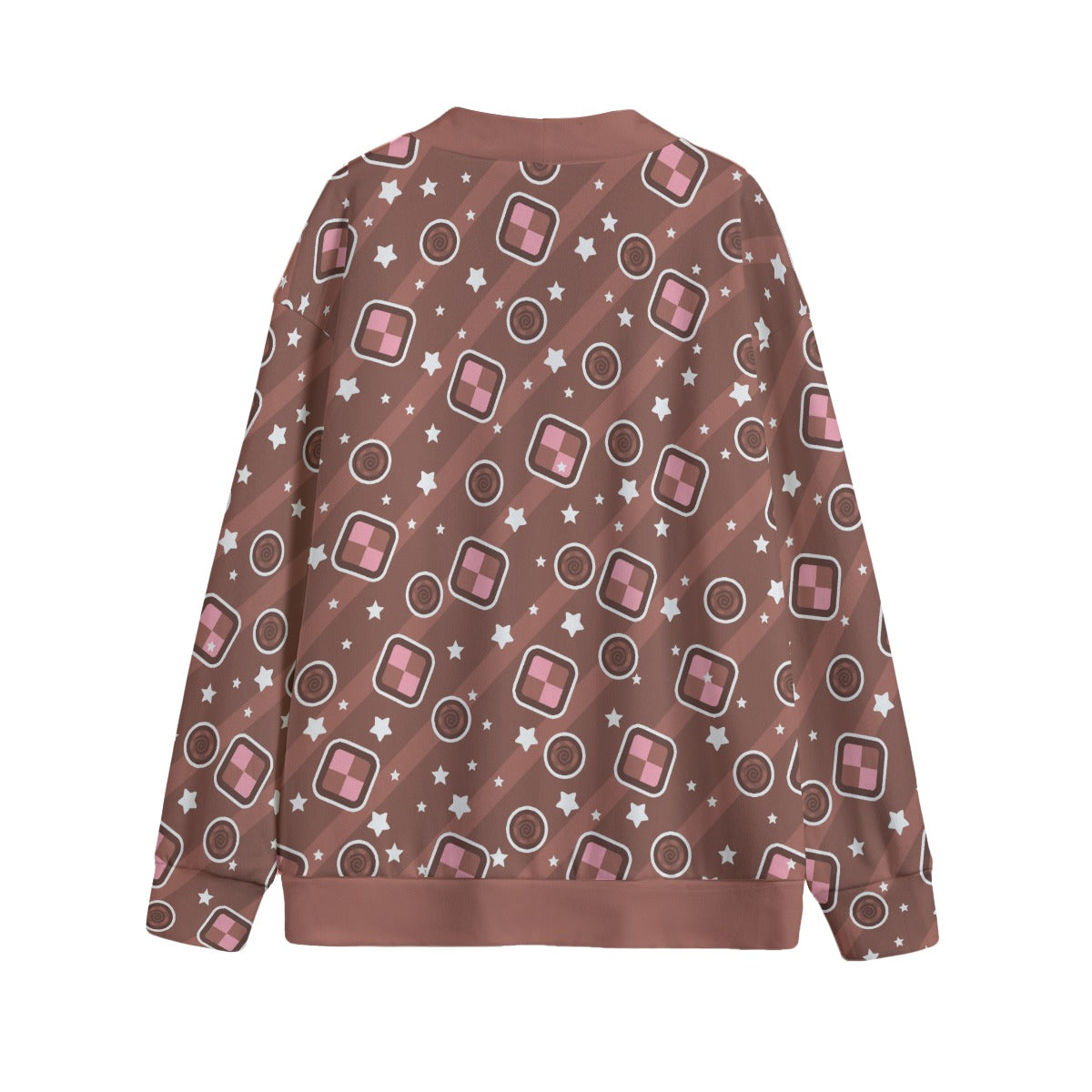 Kawaii Cookies Unisex V-Neck Knitted Fleece Button Up Cardigan With Pockets (A Batch Of Cookies)