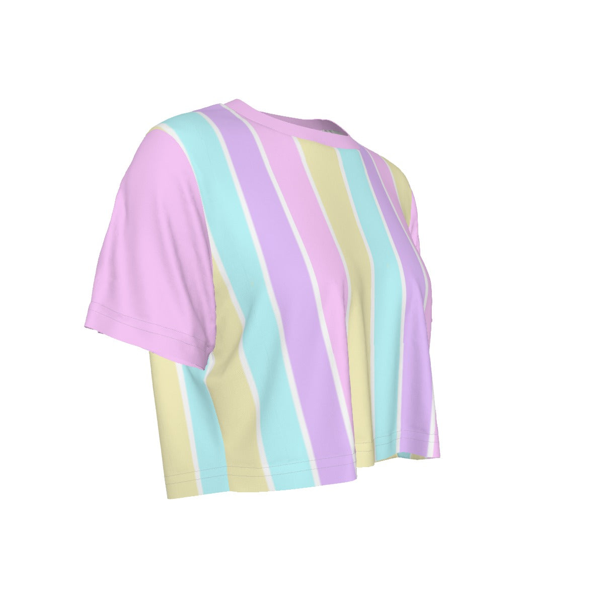 Pastel Stripes Pink Crop Top T-Shirt
