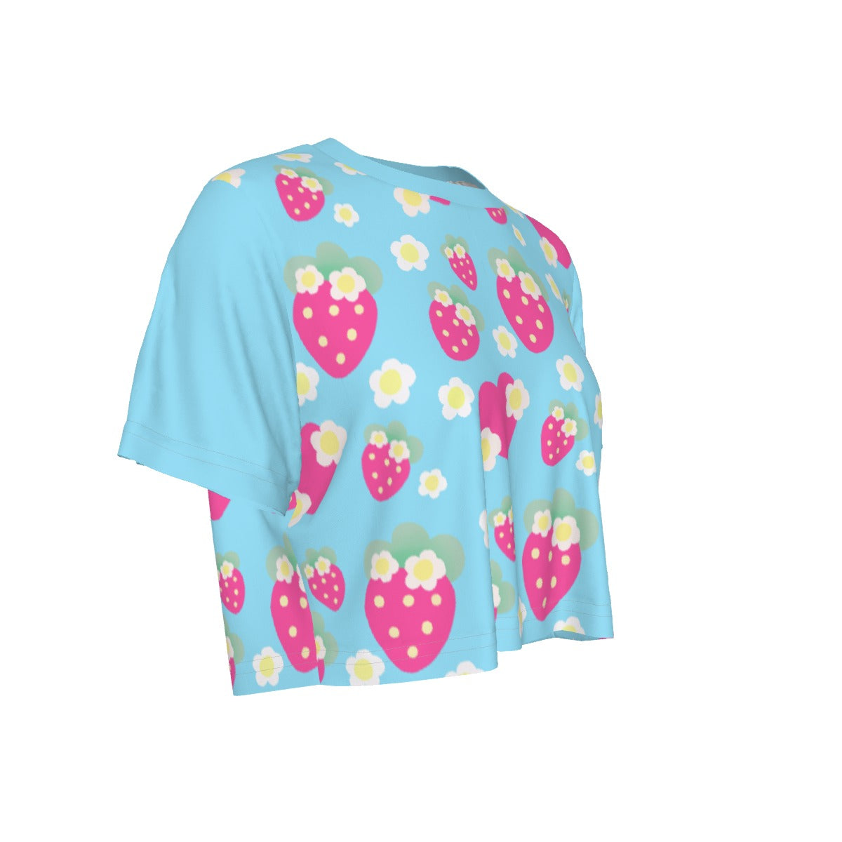 Strawberry Cutie Crop Top T-Shirt (Fruity Berry Blue)