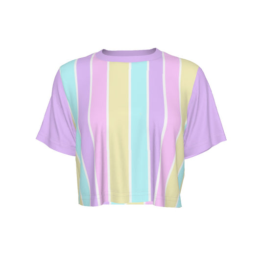 Pastel Stripes Purple Crop Top T-Shirt