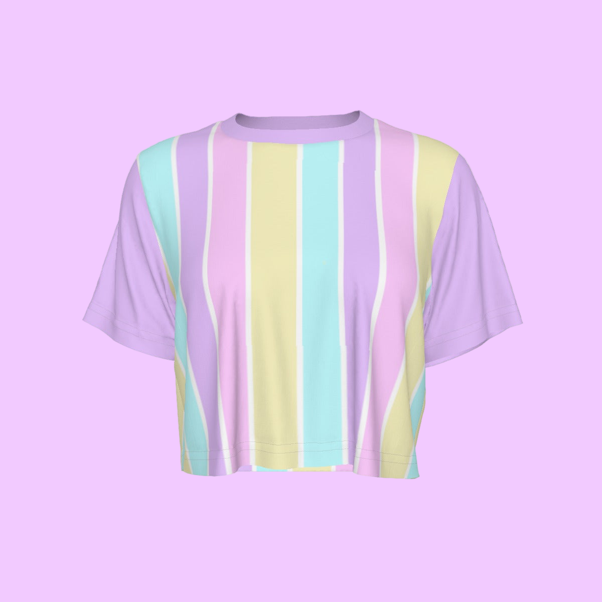 Pastel Stripes Purple Crop Top T-Shirt
