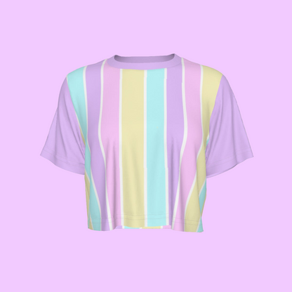 Pastel Stripes Purple Crop Top T-Shirt