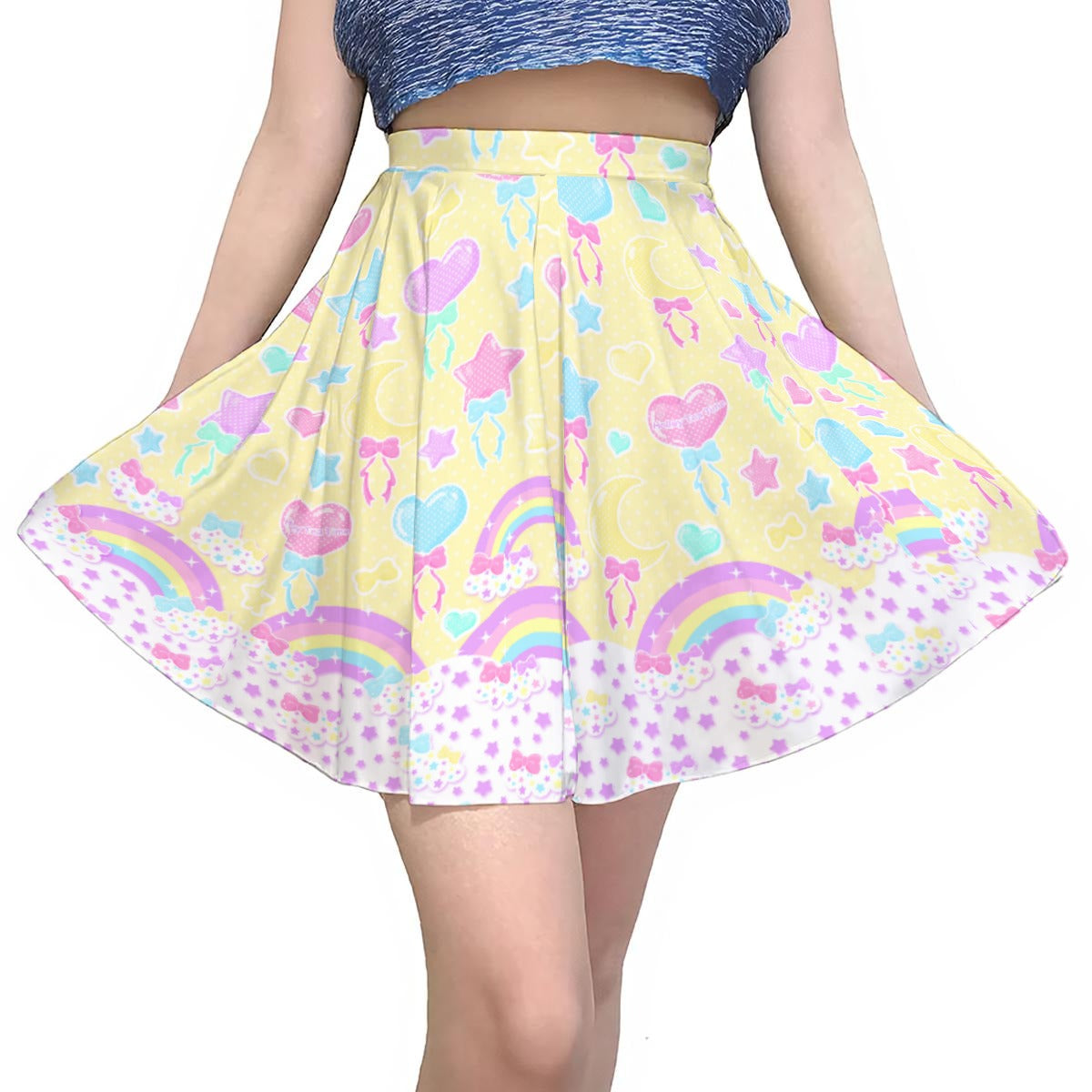 Pastel Party Yellow Skater Skirt