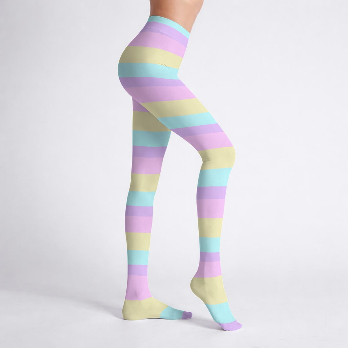 Pastel Stripes Stretchy Tights (Color Block)