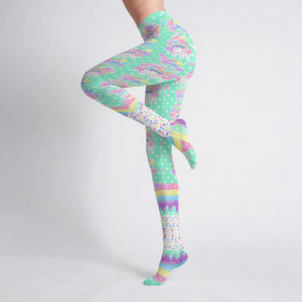Rainbow Sweets Stretchy Tights (Cute Polka Dots Mint)