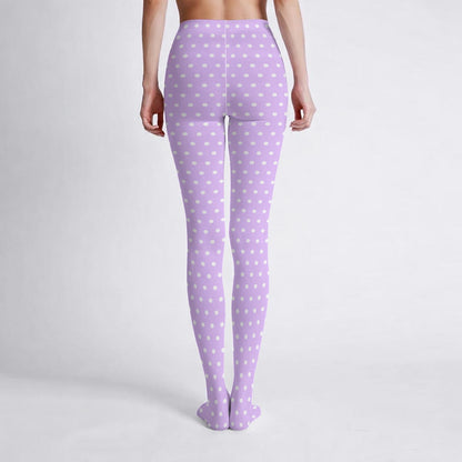 Cute Polka Dots Stretchy Tights (Purple)