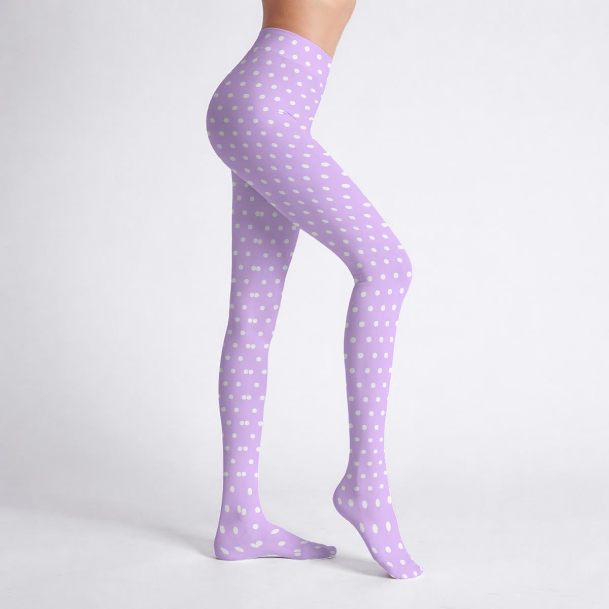 Cute Polka Dots Stretchy Tights (Purple)