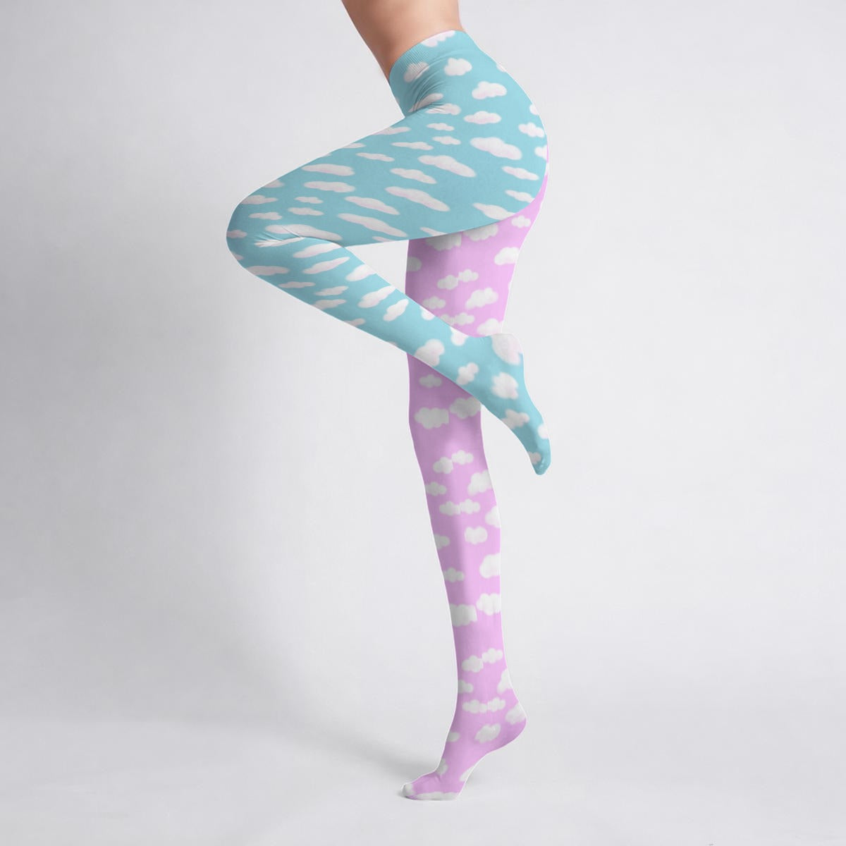 Dreamy Clouds Stretchy Tights (Taffy Pink x Sky Blue)
