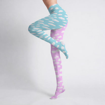 Dreamy Clouds Stretchy Tights (Taffy Pink x Sky Blue)