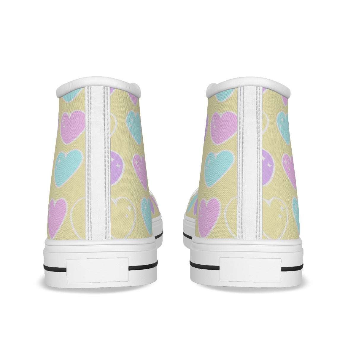 Sweet Love Hearts Women's High Top Cutie Canvas Shoes (Yellow)