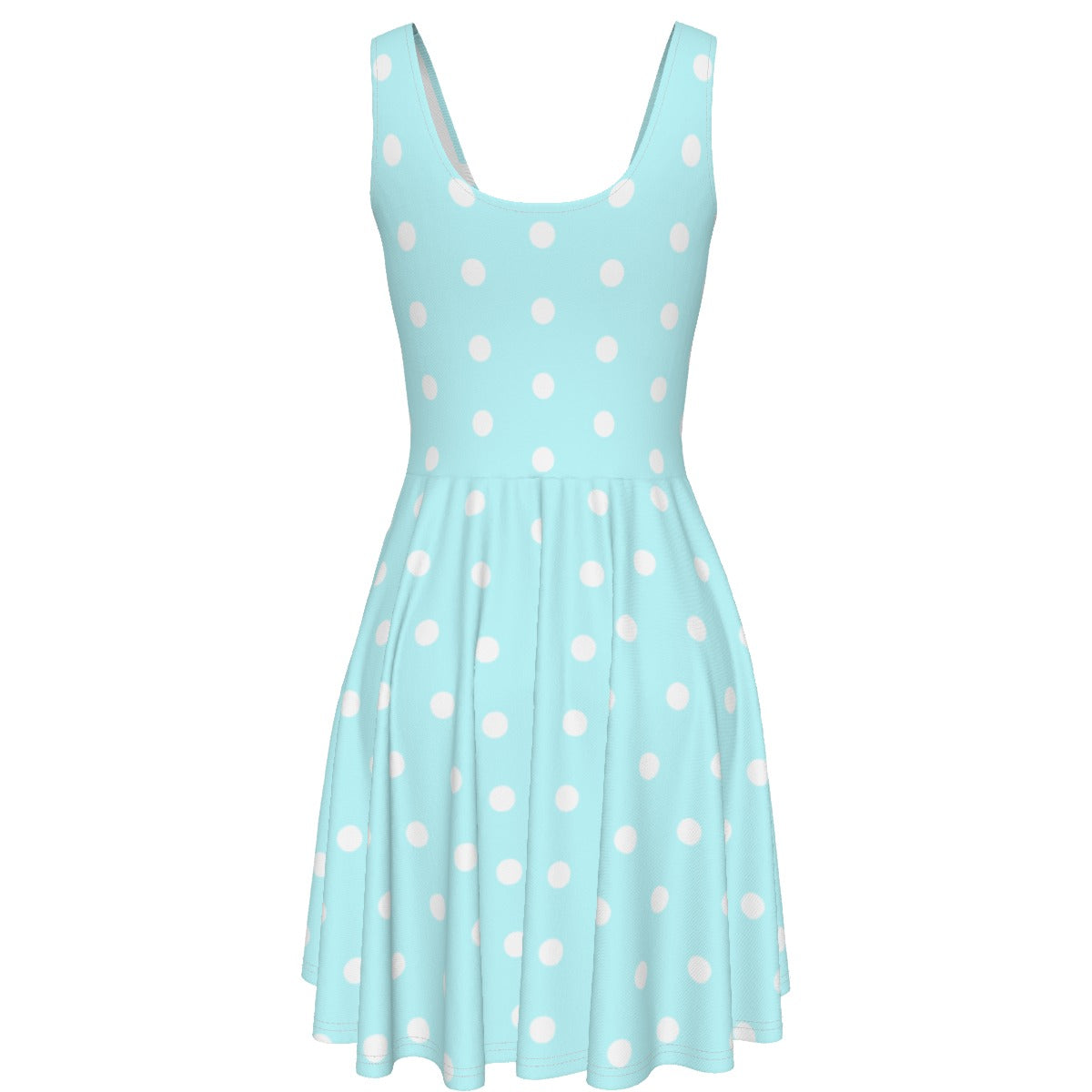 Cute Polka Dots Skater Dress With Pockets (Fairy Kei Pastel Blue)