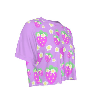 Strawberry Cutie Crop Top T-Shirt (Fruity Berry Purple)