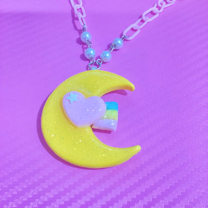 Magical Moon Necklace (Sweet Pink Heart)