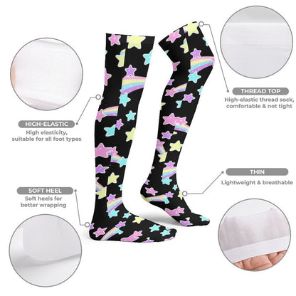 Starry Party Over Knee Stocking Socks (Black)
