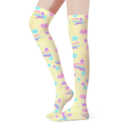 Starry Party Over Knee Stocking Socks (Yellow)