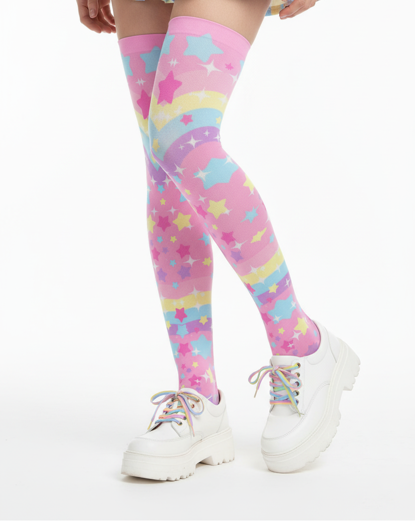 kawaii fashion decora kei over knee stocking socks pop kei pantyhose jfashion harajuku style