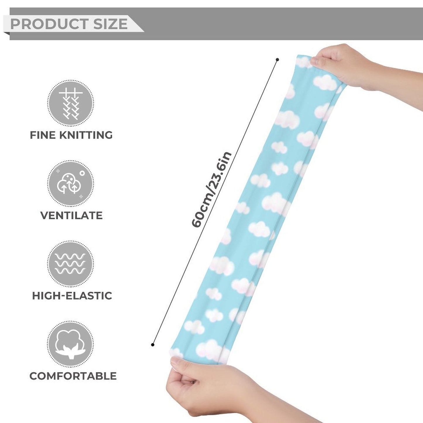 Dreamy Clouds Over Knee Stocking Socks (Sky Blue)