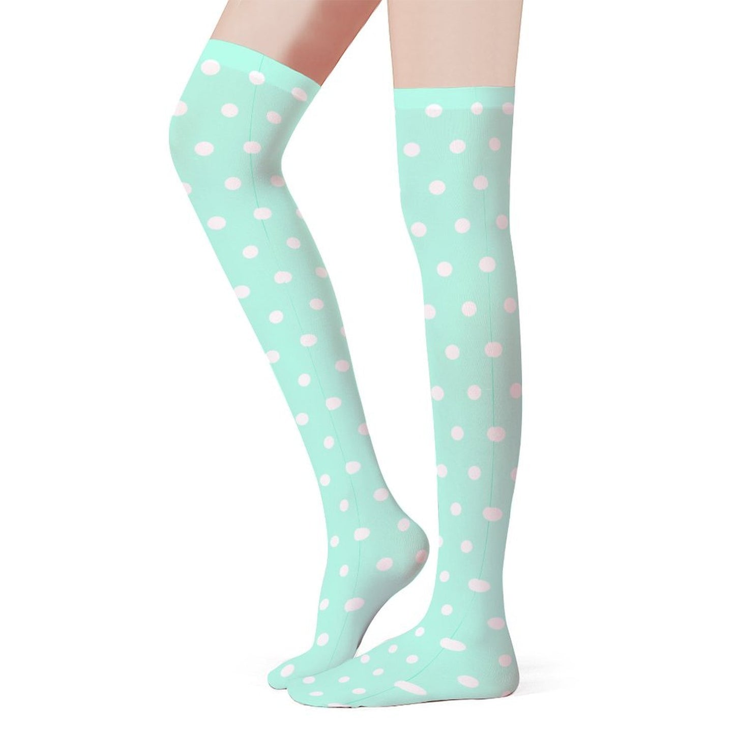 Cute Polka Dots Over Knee Stocking Socks (Mint)