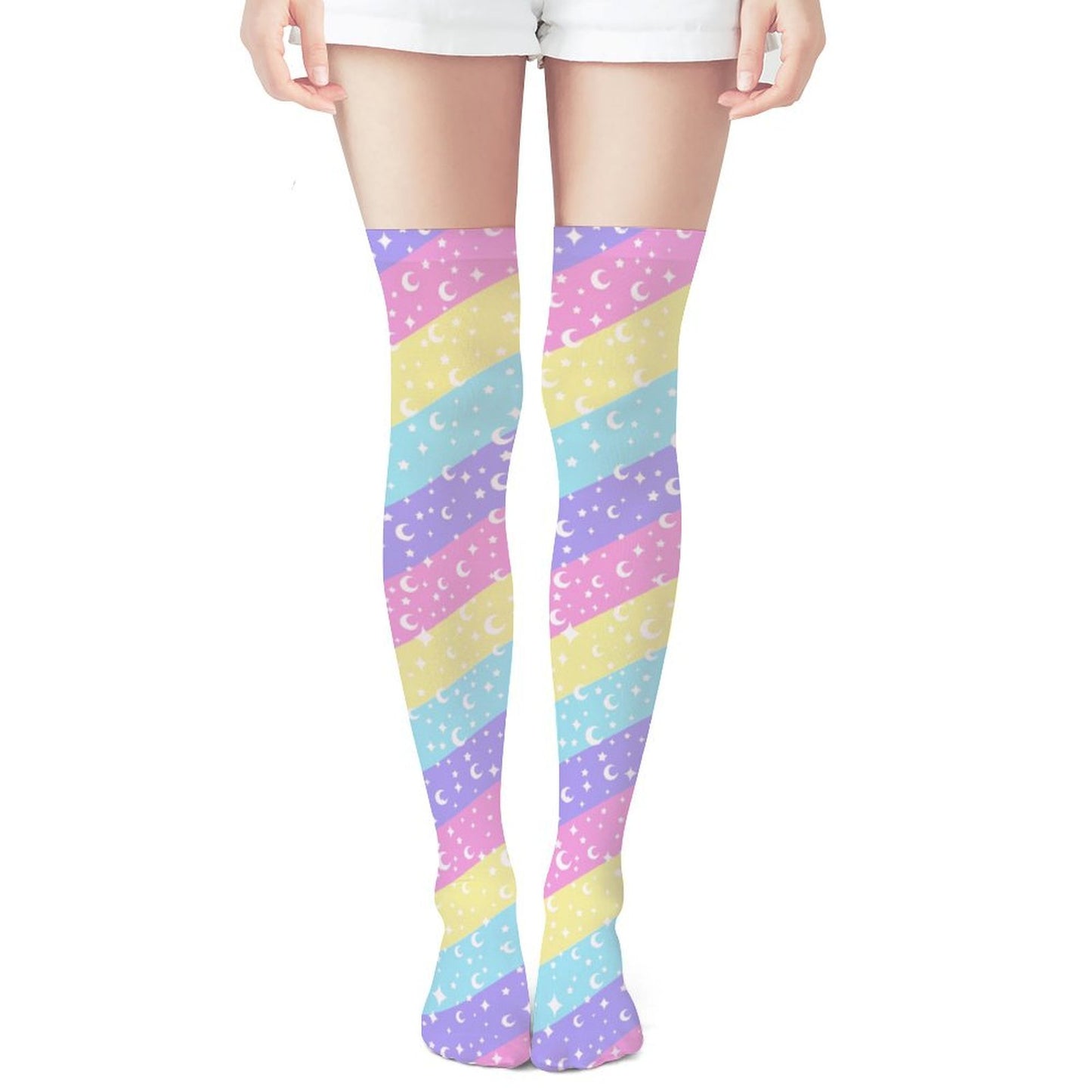 Cosmic Rainbow Over Knee Stocking Socks