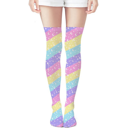 Cosmic Rainbow Over Knee Stocking Socks
