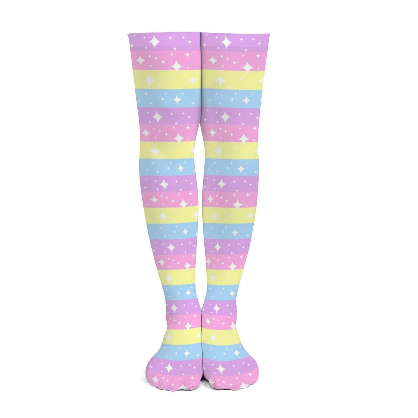 Rainbow Ribbon Over Knee Stocking Socks