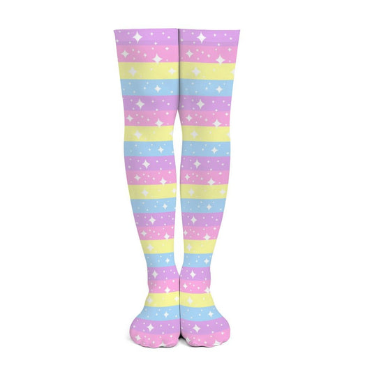 Rainbow Ribbon Over Knee Stocking Socks
