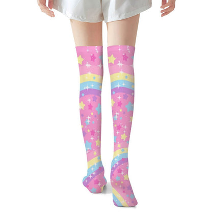 Bubbles Rainbow Land Over Knee Stocking Socks