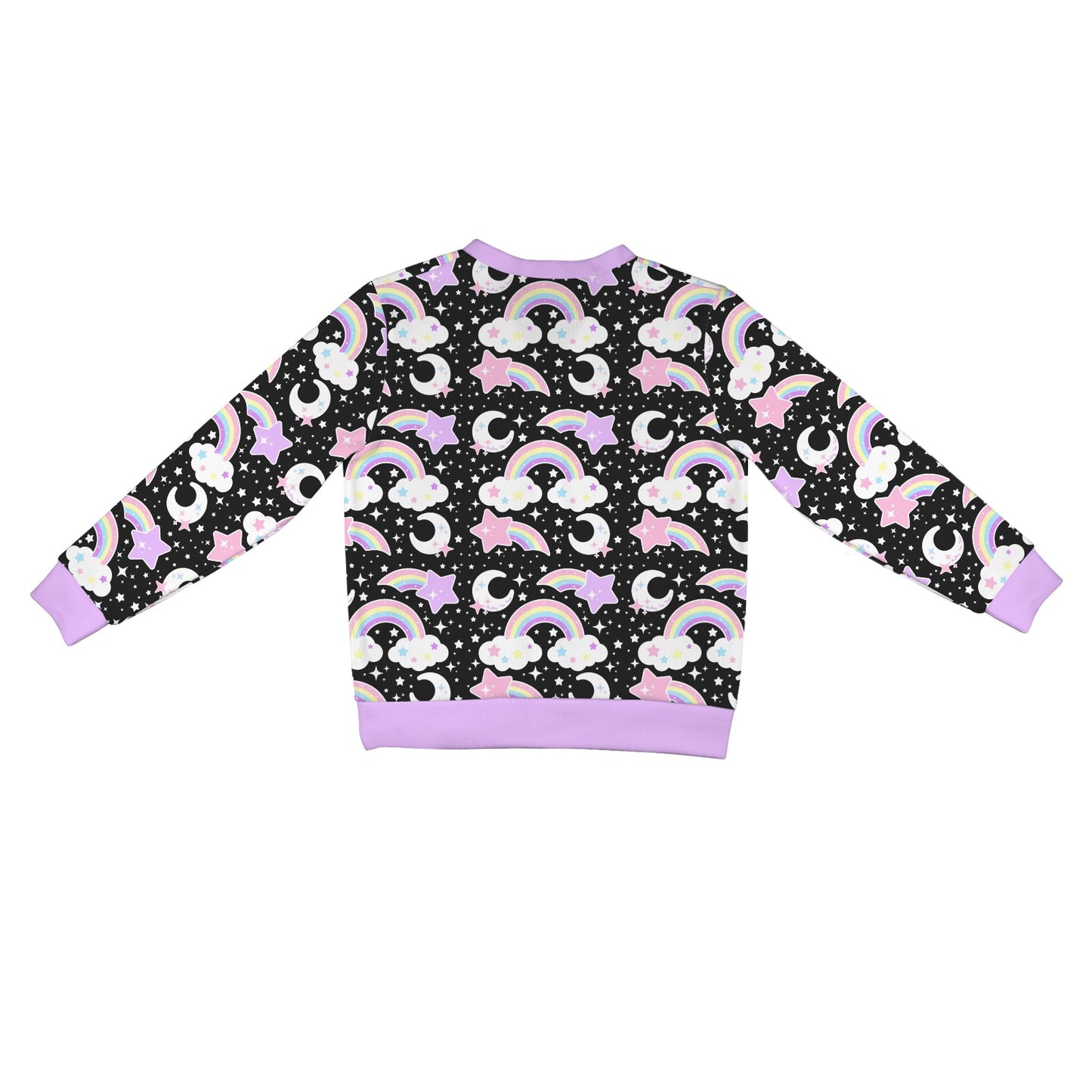 Dreamy Rainbow Women's Ribbed Button Up Cardigan (Black)