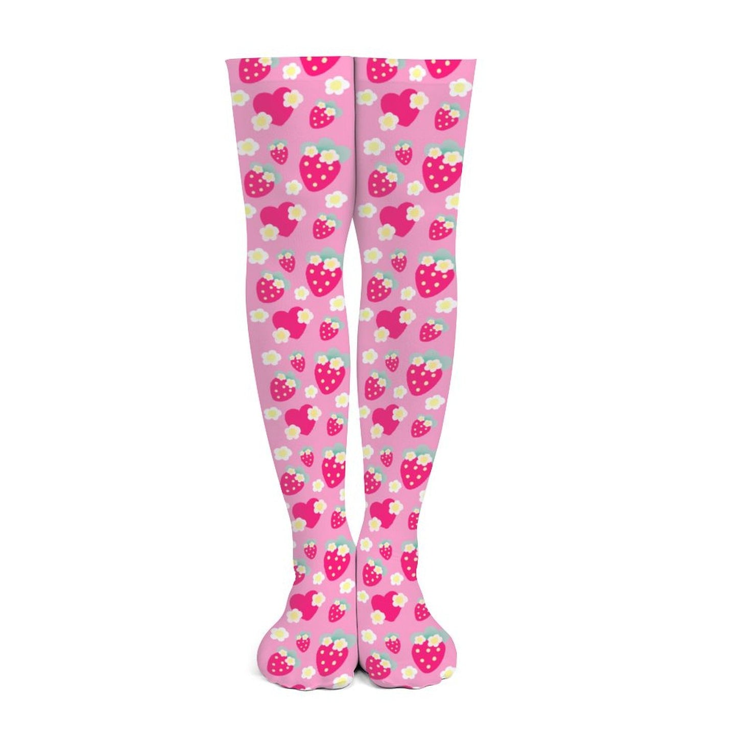 Strawberry Cutie Over Knee Stocking Socks (Soda Pop Fruity Berry Pink)