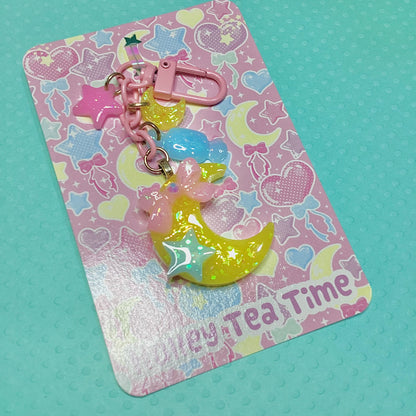 Yellow Magical Moon Keychain (Cute sweet trinkets)