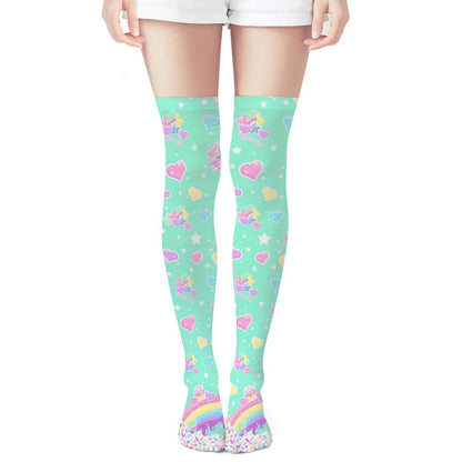 Rainbow Sweets Over Knee Stocking Socks (Mint)