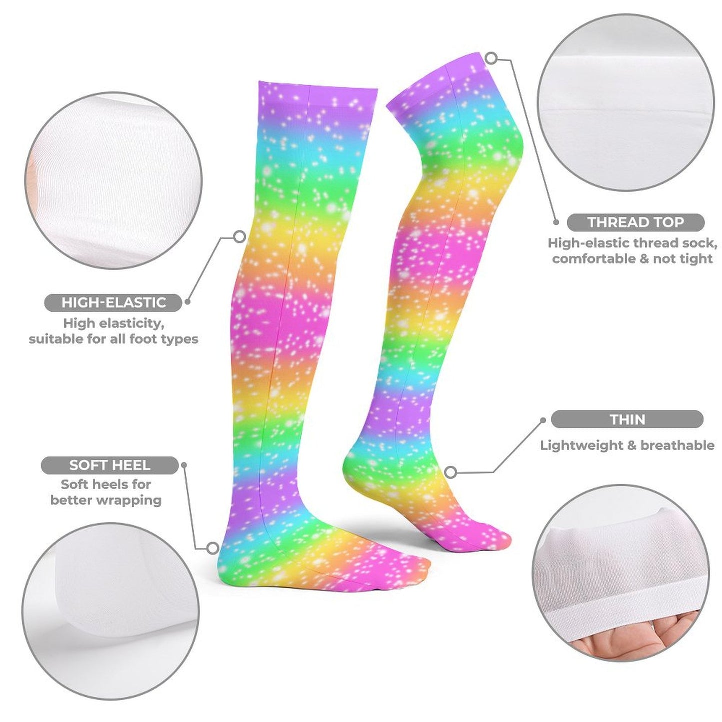 Rainbow Wonderland Over Knee Stocking Socks