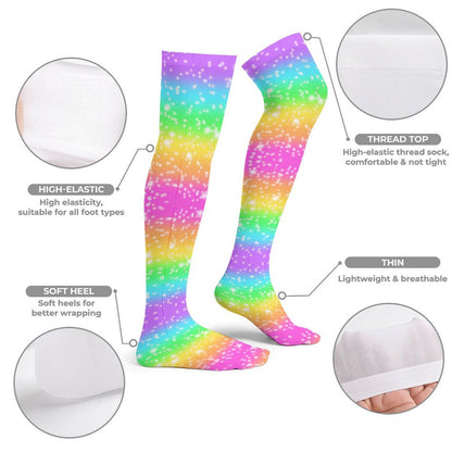 Rainbow Wonderland Over Knee Stocking Socks