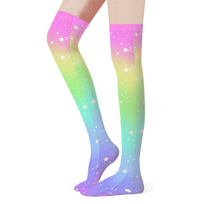 Wishful Rainbow Over Knee Stocking Socks
