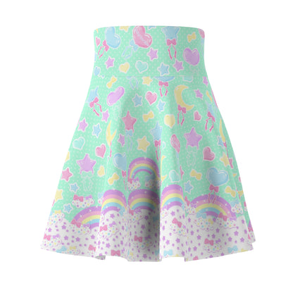 Pastel Party High Waist Skater Skirt (Mint)