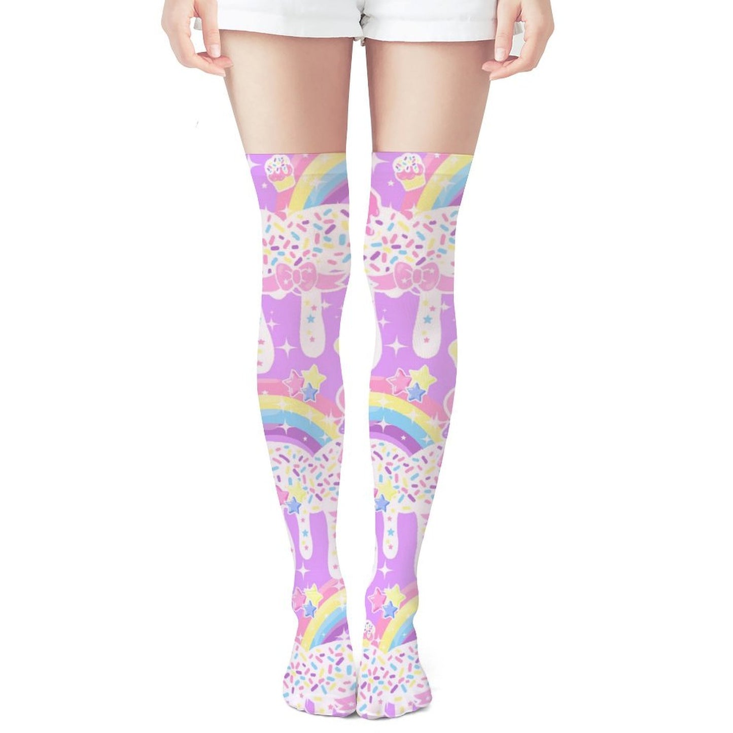 Rainbow Sweets Over Knee Stocking Socks (Purple)