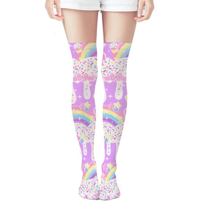 Rainbow Sweets Over Knee Stocking Socks (Purple)