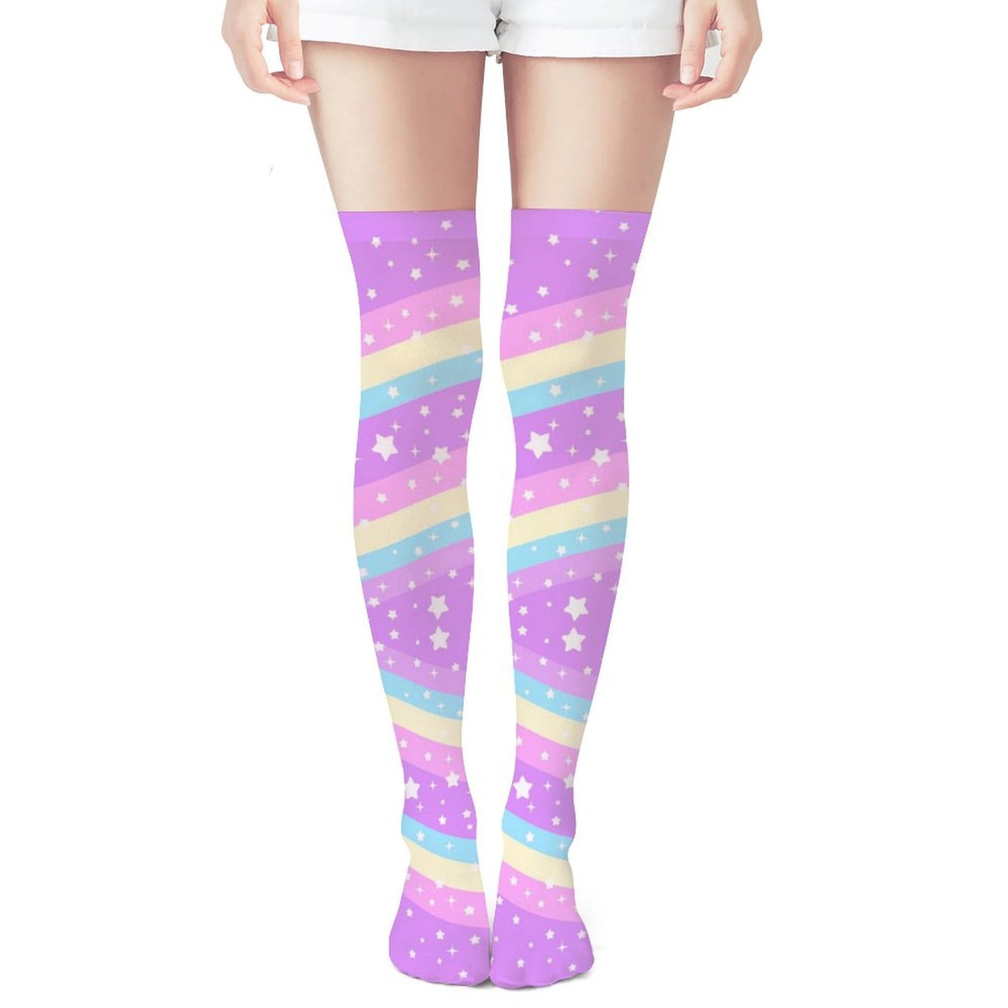 Rainbow Stardust Unicorn Over Knee Stocking Socks