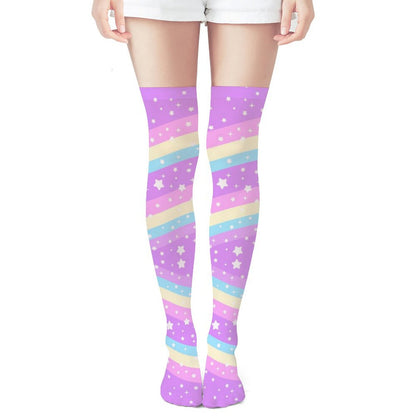 Rainbow Stardust Unicorn Over Knee Stocking Socks