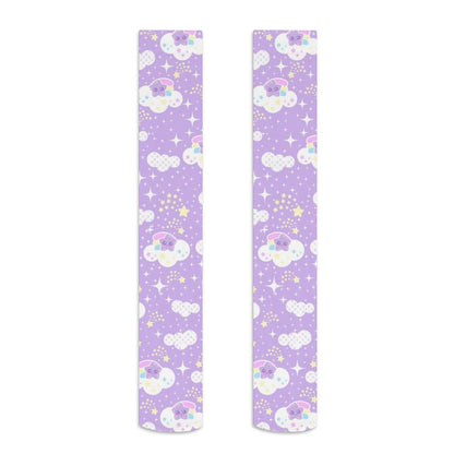 Shooting Star Clouds Over Knee Stocking Socks (Purple)