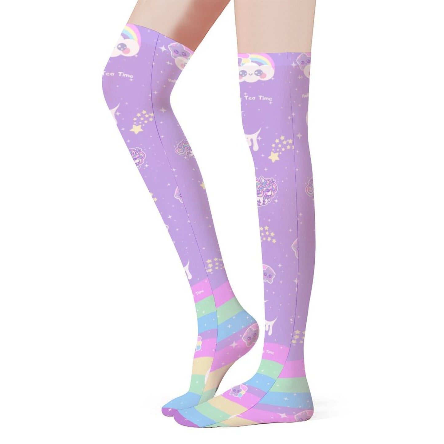 Rainbow Stardust Unicorn Over Knee Stocking Socks