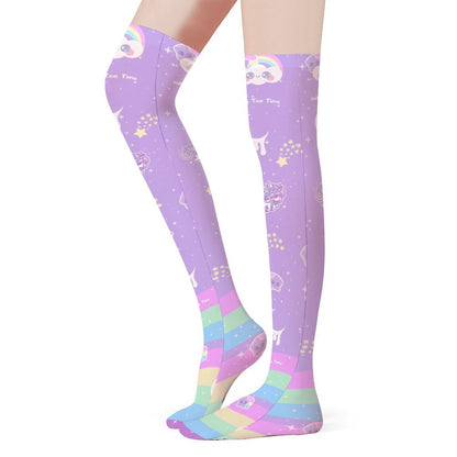 Rainbow Stardust Unicorn Over Knee Stocking Socks